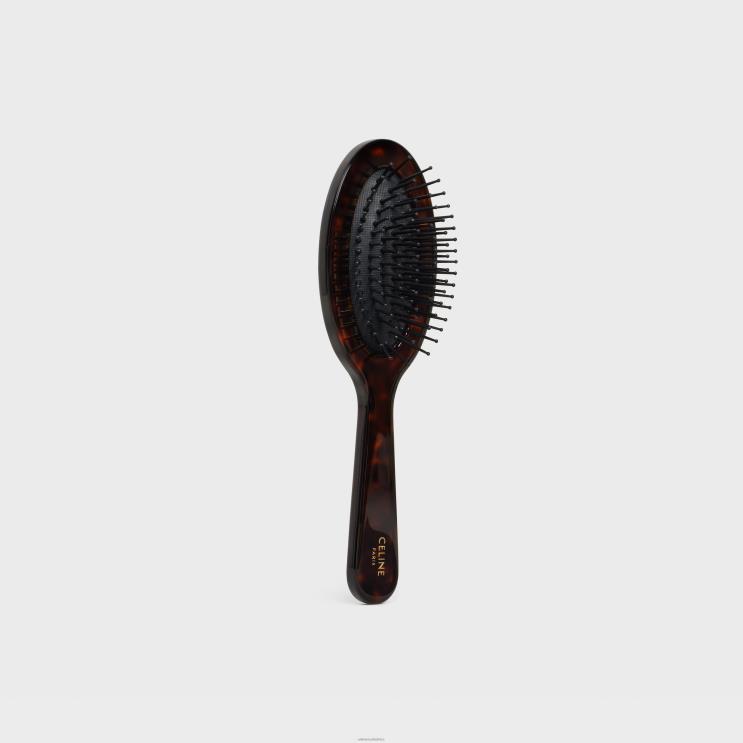 CELINE Dark Havana Small Hair Brush in Acetate R0ZNN1606
