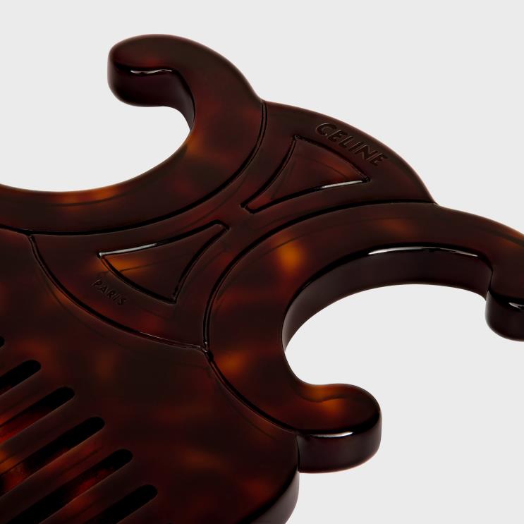 CELINE Dark Havana Triomphe Hair Comb in Acetate R0ZNN1602