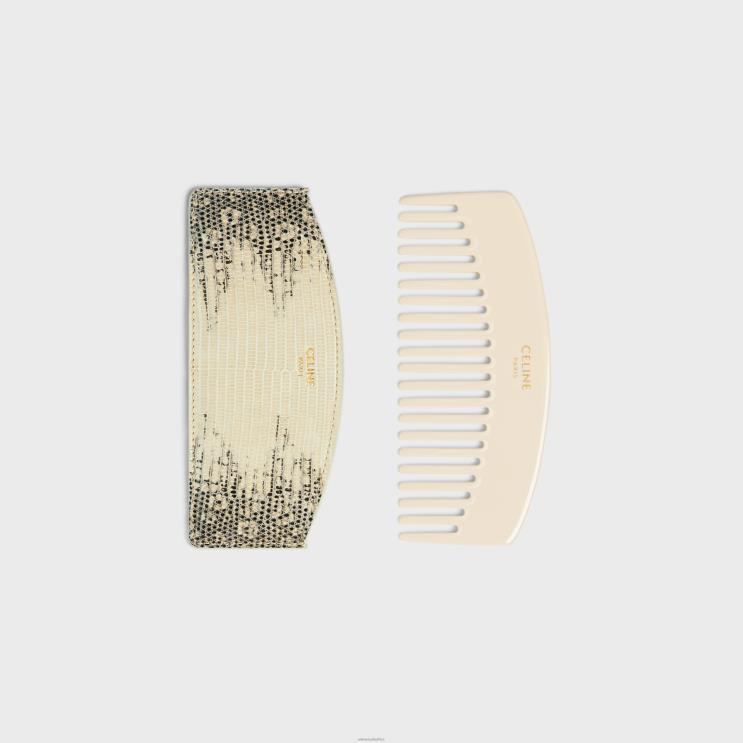CELINE Ivoire Curved Hair Comb in Lizard R0ZNN1609