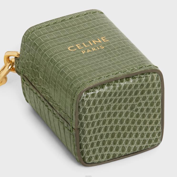 CELINE Light Khaki Miniature Perfume Holder Charm in Lizard R0ZNN1474