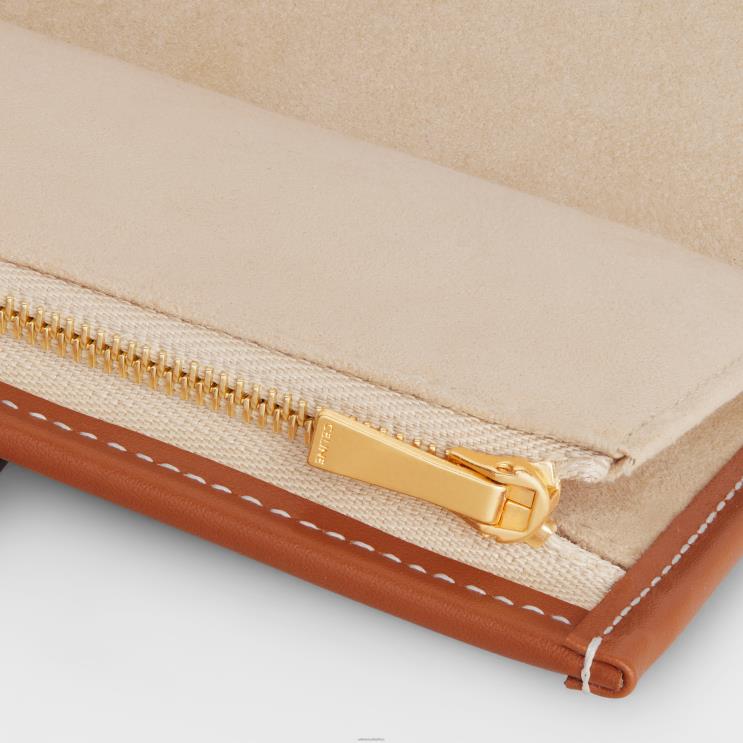 CELINE Natural/Tan Jewelry Pouch in Textile & Calfskin R0ZNN1595
