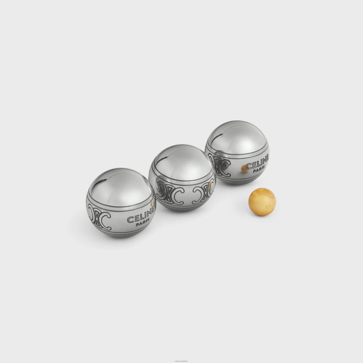 CELINE Natural/Tan Triomphe Petanque Game in Textile & Calfskin R0ZNN1681