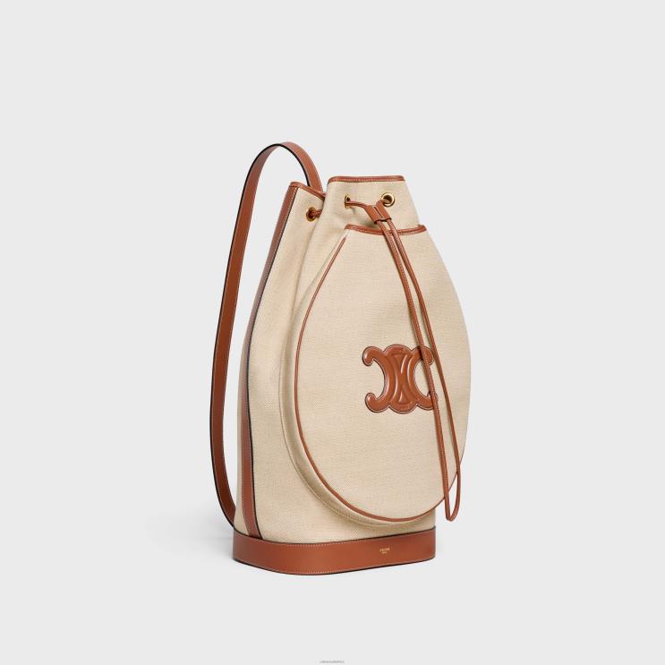 CELINE Natural/Tan Triomphe Tennis Bag in Textile & Calfskin R0ZNN1688