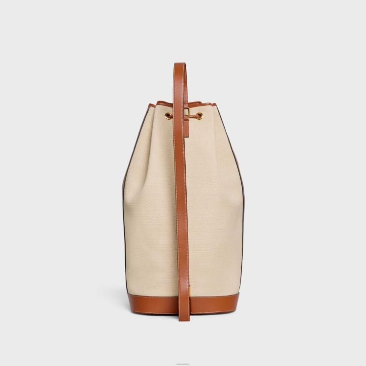 CELINE Natural/Tan Triomphe Tennis Bag in Textile & Calfskin R0ZNN1688