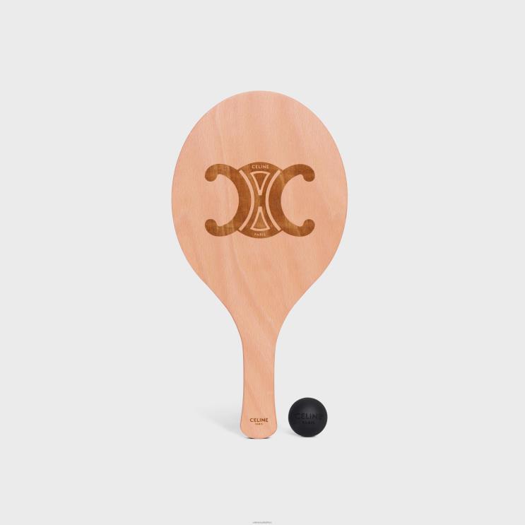 CELINE Tan Beach Rackets in Wood & Caflskin R0ZNN1687