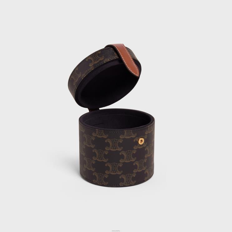 CELINE Tan Candle Holder in Triomphe Canvas & Calfskin R0ZNN1524