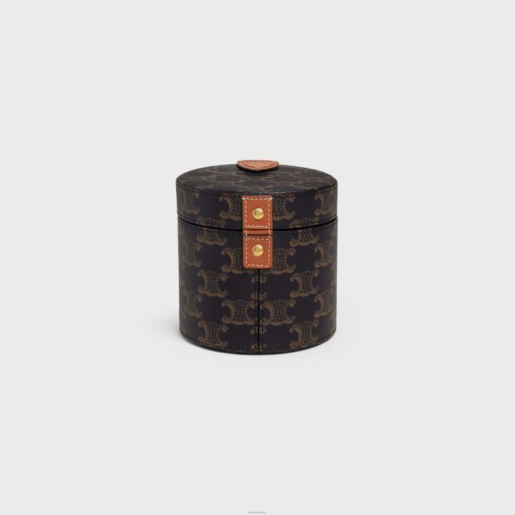 CELINE Tan Candle Holder in Triomphe Canvas & Calfskin R0ZNN1524