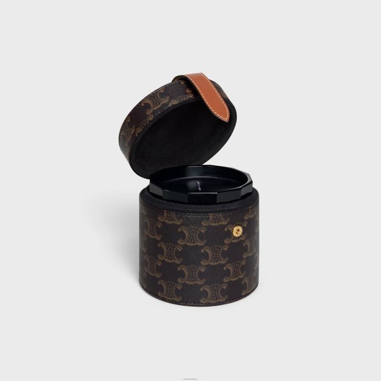 CELINE Tan Candle Holder in Triomphe Canvas & Calfskin R0ZNN1524
