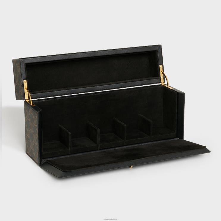 CELINE Tan Case 5 Perfumes 3.4 Fl.Oz in Triomphe Canvas & Natural Calfskin R0ZNN1469