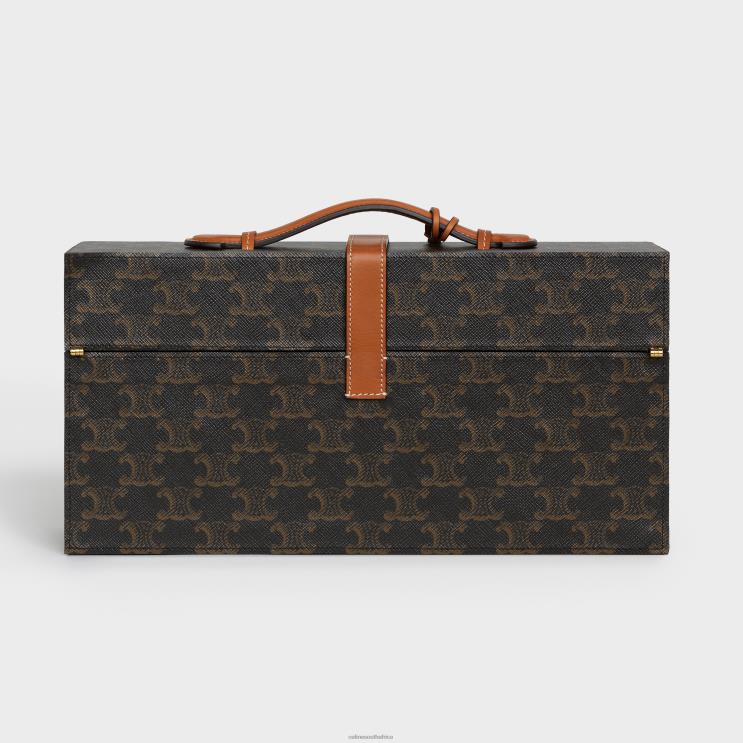 CELINE Tan Case 5 Perfumes 3.4 Fl.Oz in Triomphe Canvas & Natural Calfskin R0ZNN1469