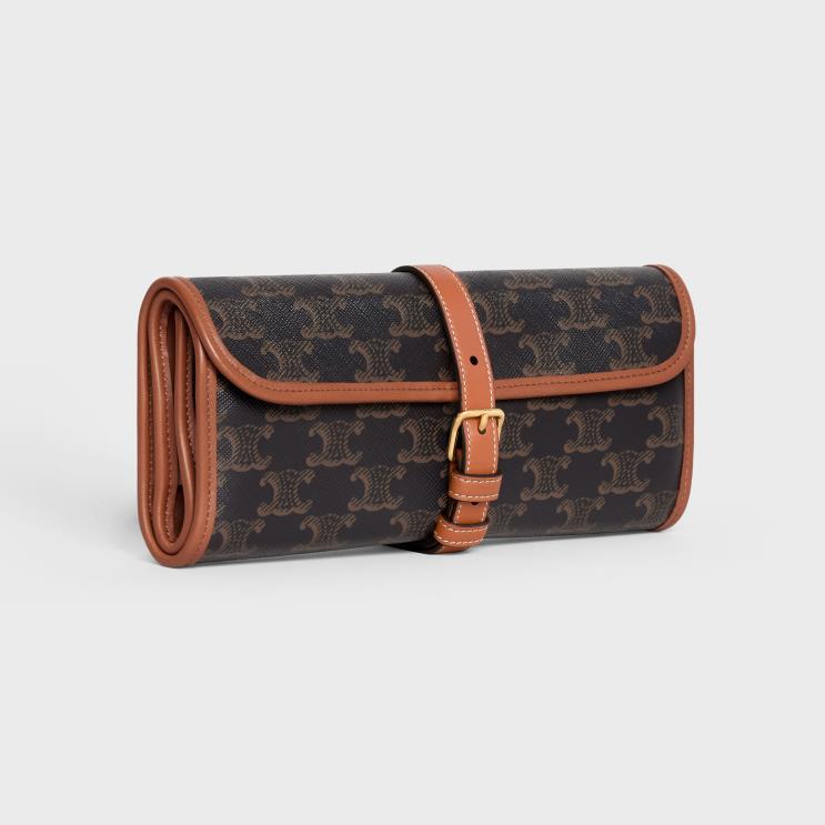 CELINE Tan Domino Case in Triomphe Canvas & Lambskin R0ZNN1667