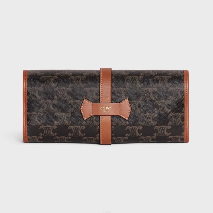 CELINE Tan Domino Case in Triomphe Canvas & Lambskin R0ZNN1667