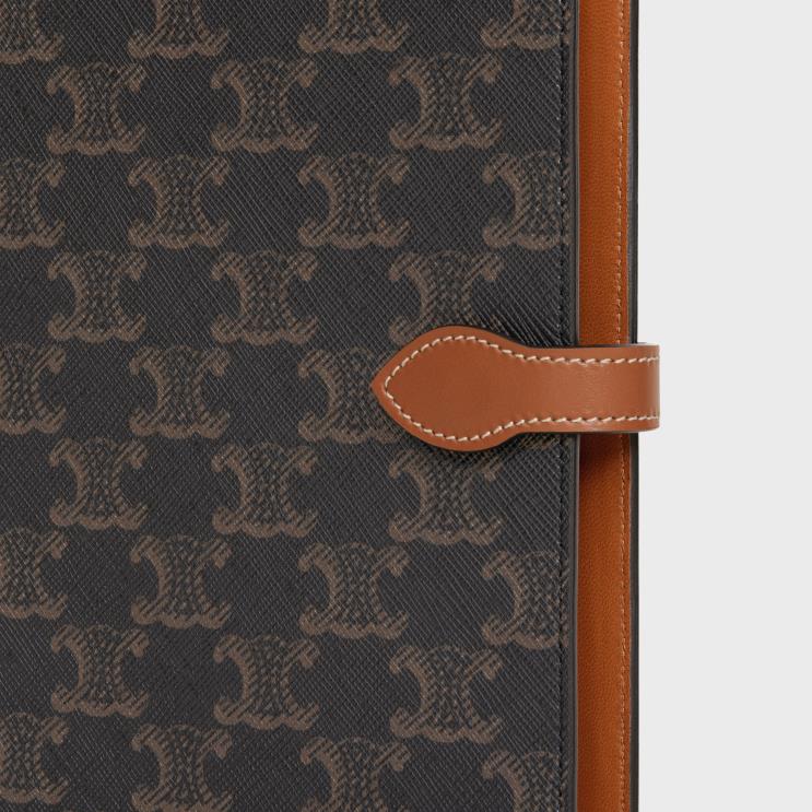 CELINE Tan Medium Notebook Cover in Triomphe Canvas & Calfskin R0ZNN1641