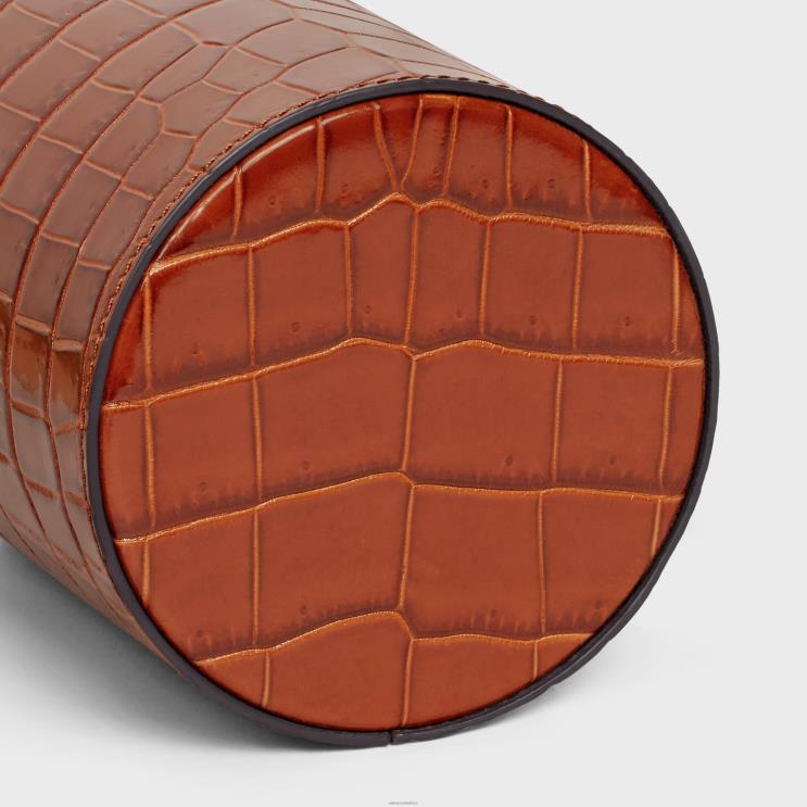 CELINE Tan Pencil Holder in Crocodile R0ZNN1647