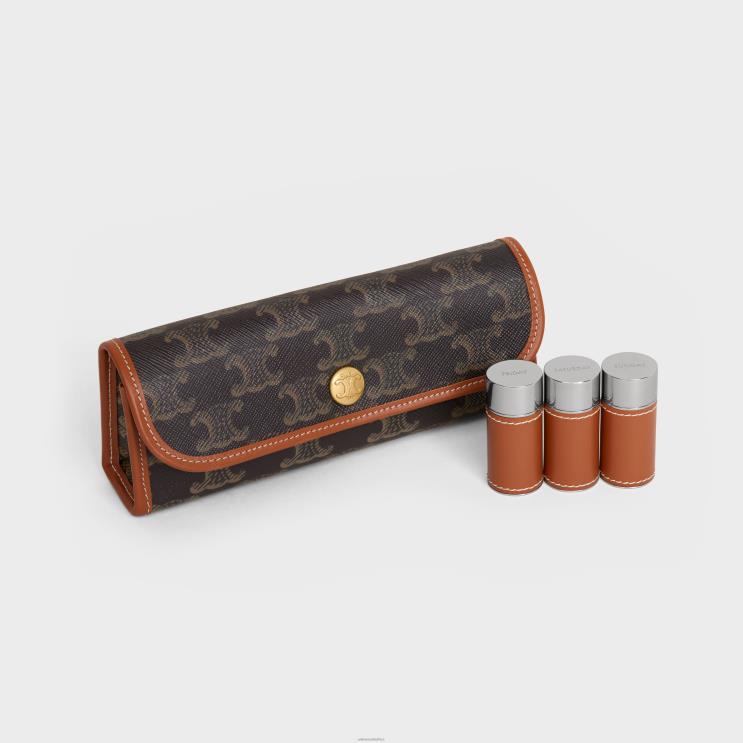 CELINE Tan Pill Box in Triomphe Canvas R0ZNN1593