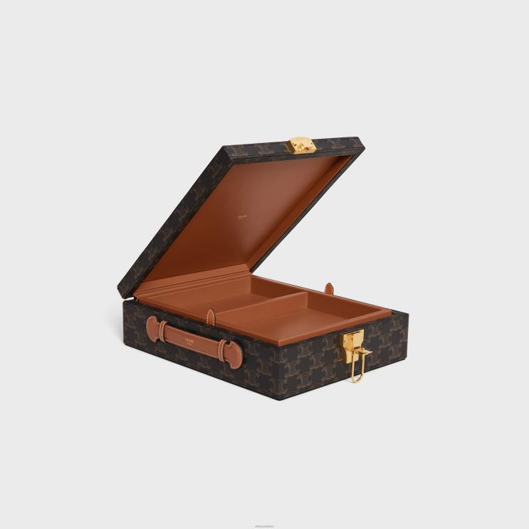 CELINE Tan Small Stationery Case in Triomphe Canvas & Calfskin R0ZNN1637