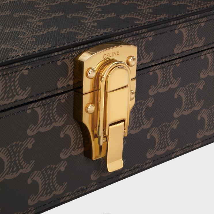 CELINE Tan Small Stationery Case in Triomphe Canvas & Calfskin R0ZNN1637