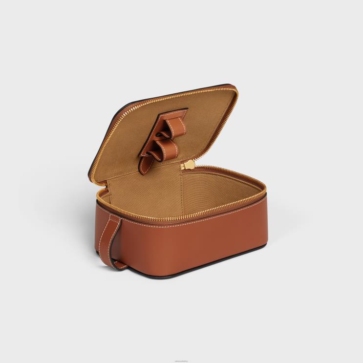 CELINE Tan Small Toiletry Case in Shiny Calfskin R0ZNN1588