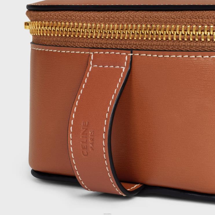 CELINE Tan Small Toiletry Case in Shiny Calfskin R0ZNN1588