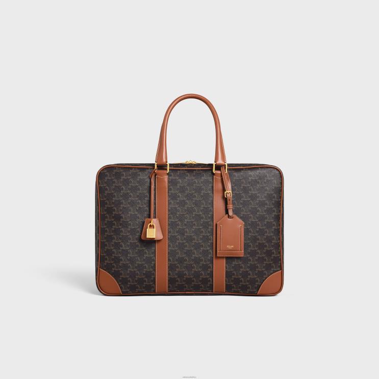 CELINE Tan Soft Luggage 45 in Triomphe Canvas & Calfskin R0ZNN1629