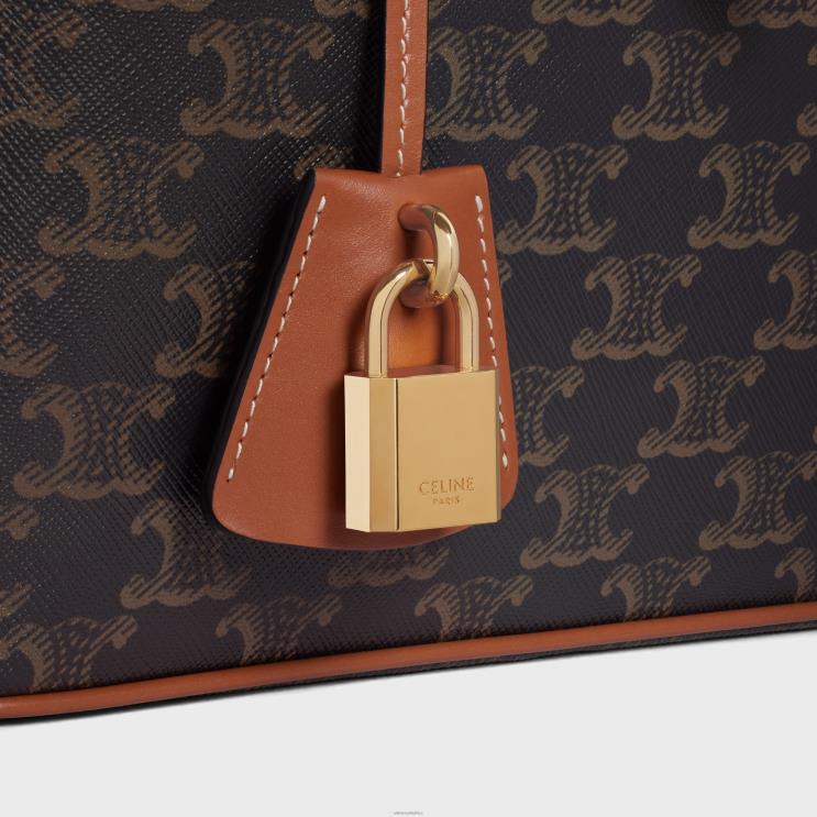 CELINE Tan Travel Vanity Case in Triomphe Canvas & Calfskin R0ZNN1582