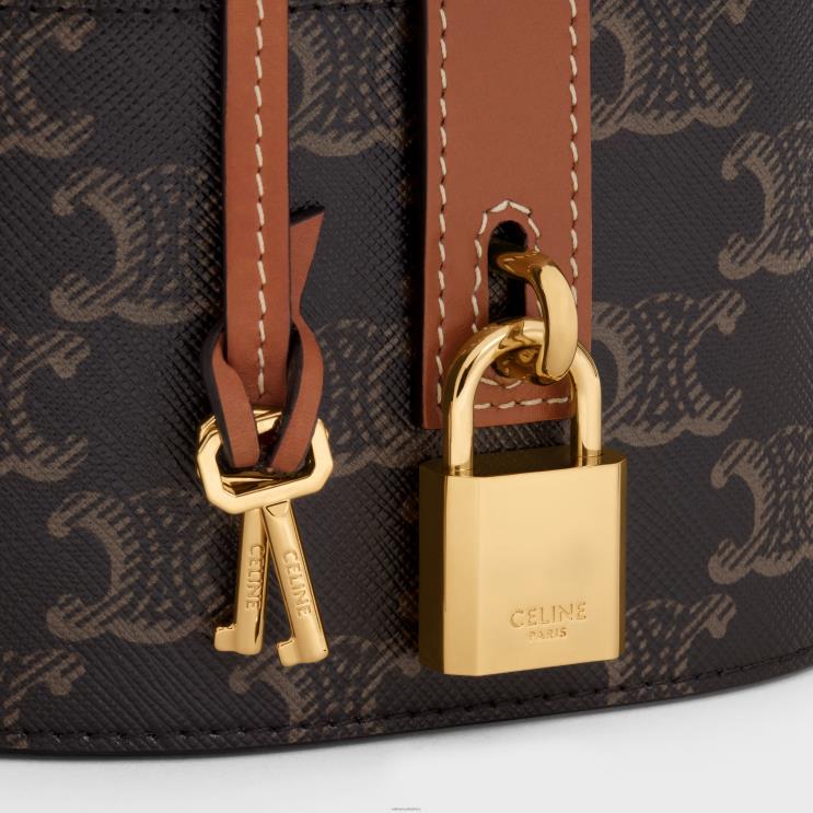 CELINE Tan Vanity Case in Triomphe Canvas & Calfskin R0ZNN1583