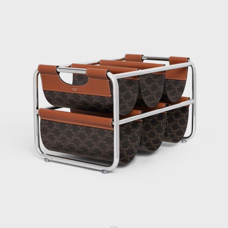 CELINE Tan Wine Rack in Triomphe Canvas & Steel R0ZNN1659