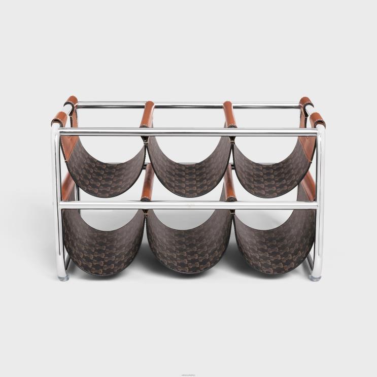 CELINE Tan Wine Rack in Triomphe Canvas & Steel R0ZNN1659