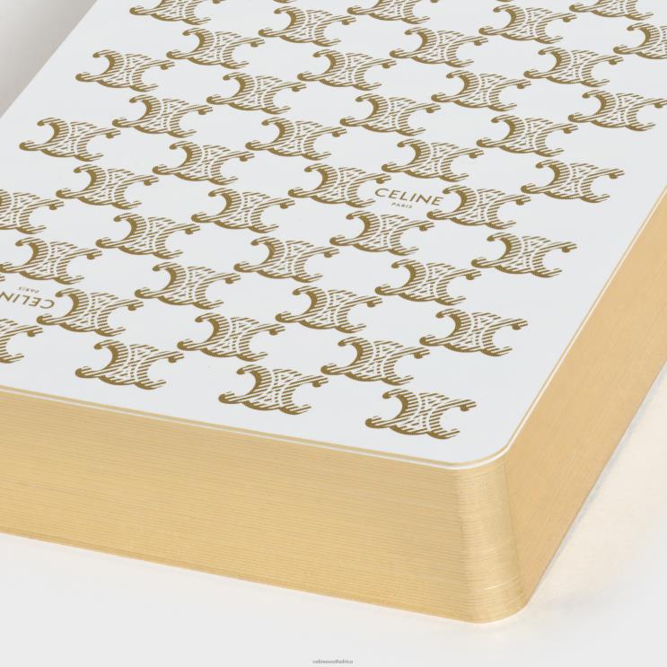 CELINE White Playing Cards Case in Triomphe Canvas & Lambskin R0ZNN1671