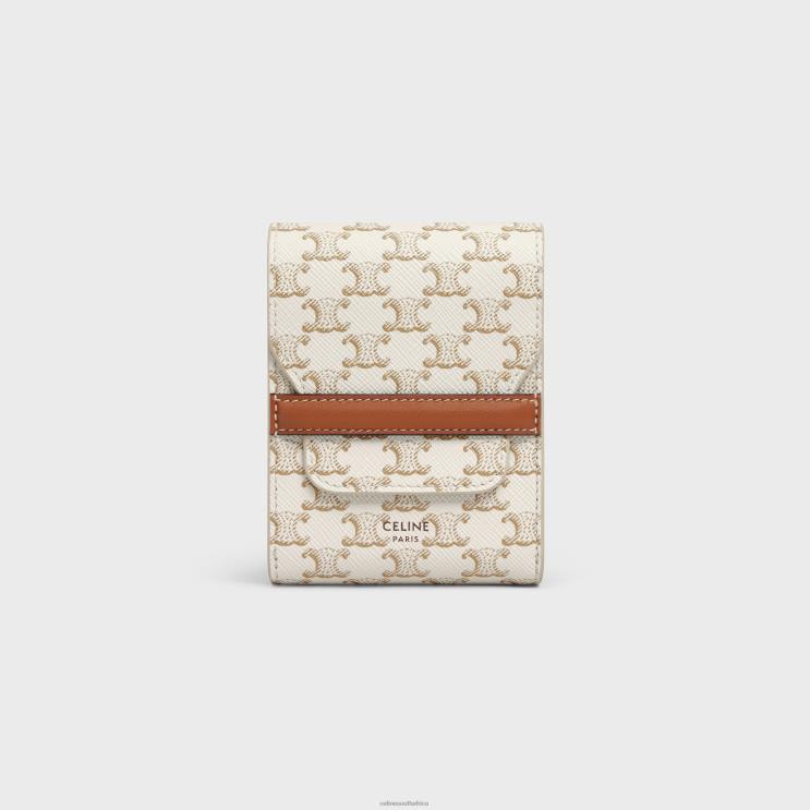 CELINE White Playing Cards Case in Triomphe Canvas & Lambskin R0ZNN1671