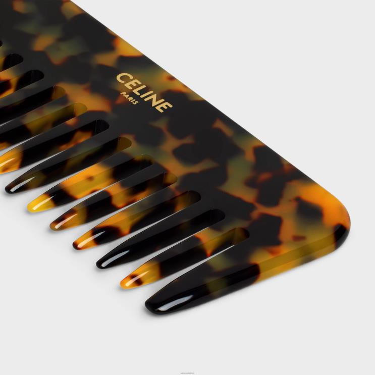 CELINE White Small Hair Comb in Triomphe Canvas R0ZNN1615