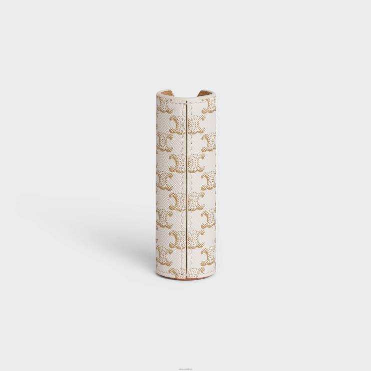 CELINE White Travel Spray Case in Triomphe Canvas & Calfskin R0ZNN1455