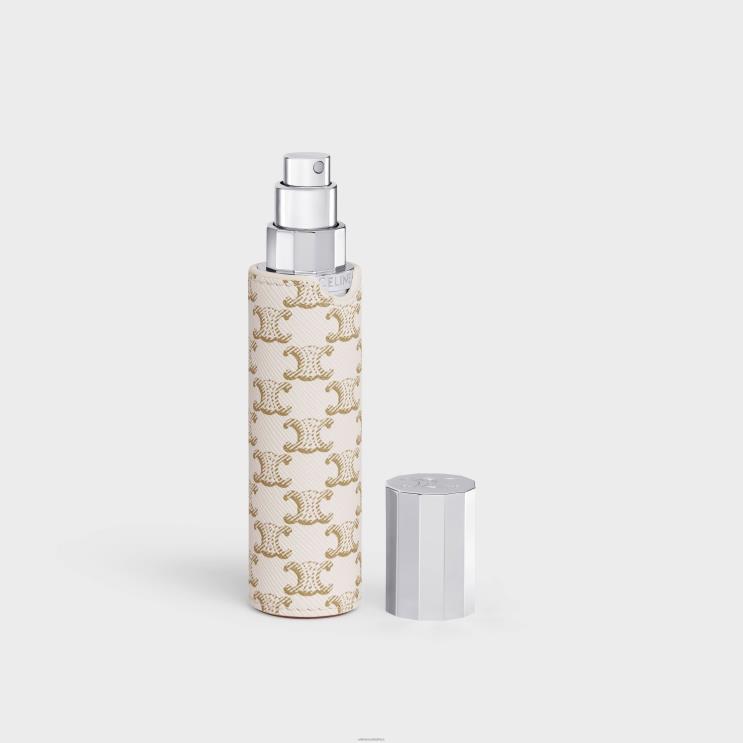 CELINE White Travel Spray Case in Triomphe Canvas & Calfskin R0ZNN1455