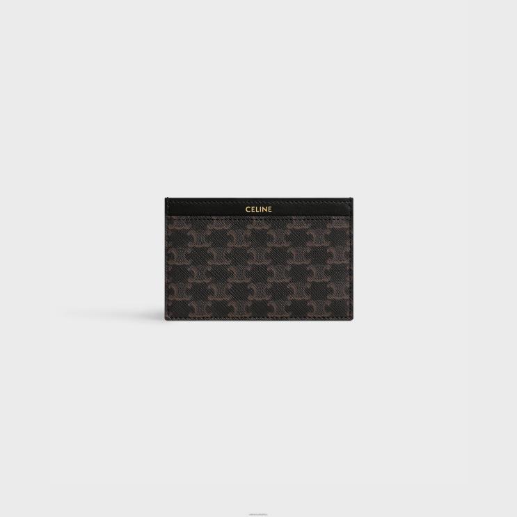 CELINE Black Card Holder in Triomphe Canvas & Calfskin R0ZNN2131