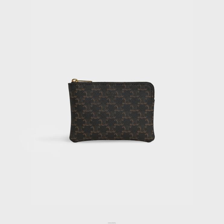 CELINE Black Coin & Card Pouch in Triomphe Canvas R0ZNN503