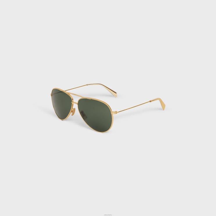 CELINE Gold/Green Metal Frame 01 Sunglasses in Metal With Mineral Glass Lenses R0ZNN2231