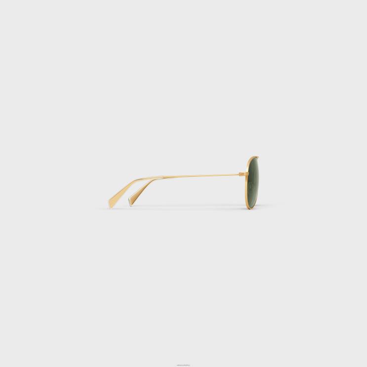 CELINE Gold/Green Metal Frame 01 Sunglasses in Metal With Mineral Glass Lenses R0ZNN2231