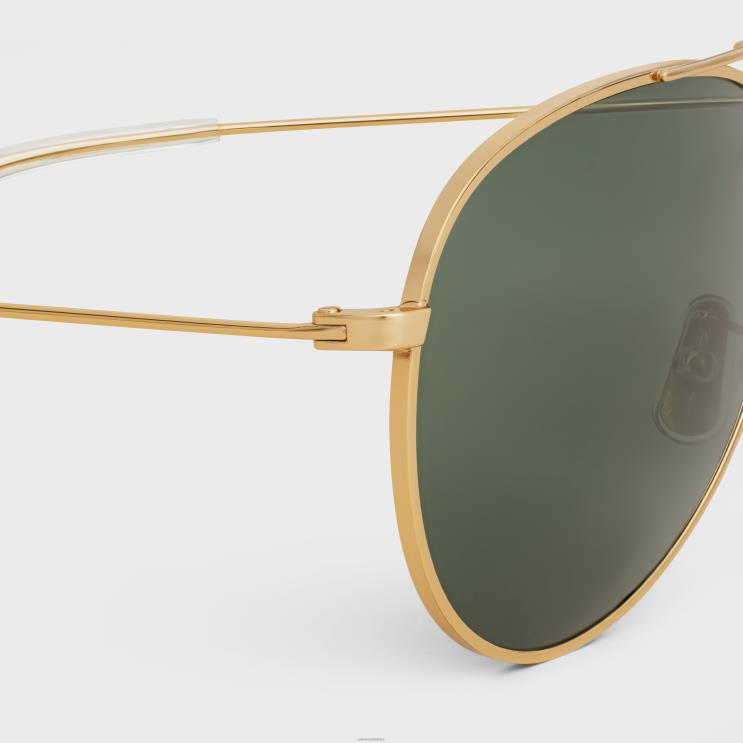 CELINE Gold/Green Metal Frame 01 Sunglasses in Metal With Mineral Glass Lenses R0ZNN2231