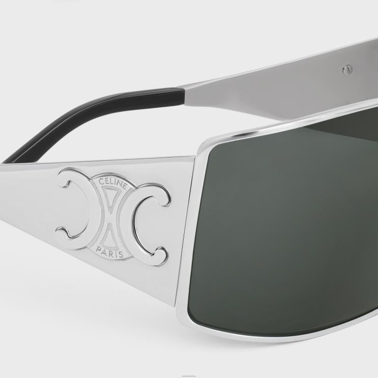 CELINE Silver/Smoke Triomphe Metal Racer Sunglasses in Metal R0ZNN2188