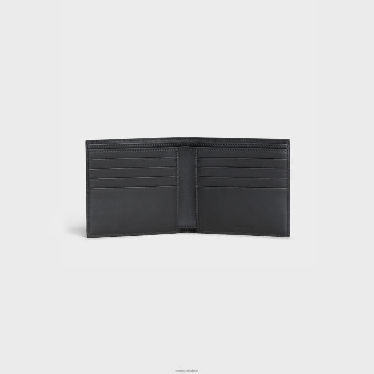 CELINE Black Bi-Fold Wallet in Grained Calfskin R0ZNN2161