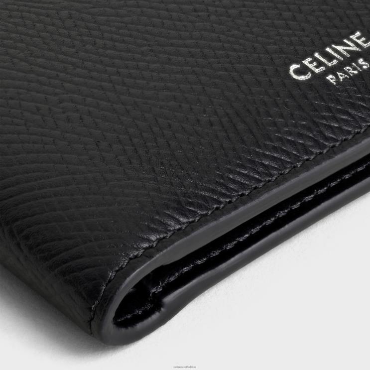 CELINE Black Bi-Fold Wallet in Grained Calfskin R0ZNN2161