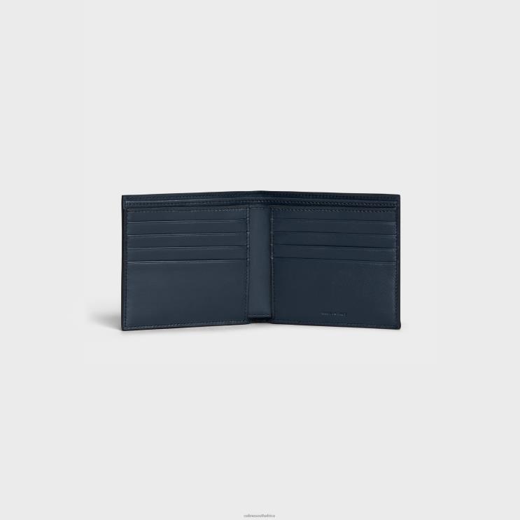 CELINE Navy Blue Bi-Fold Wallet in Grained Calfskin R0ZNN2163