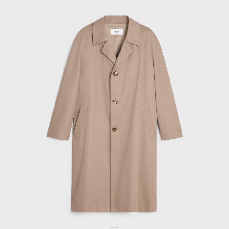 CELINE Beige Oversized Mac Coat in Technical Cotton R0ZNN1861