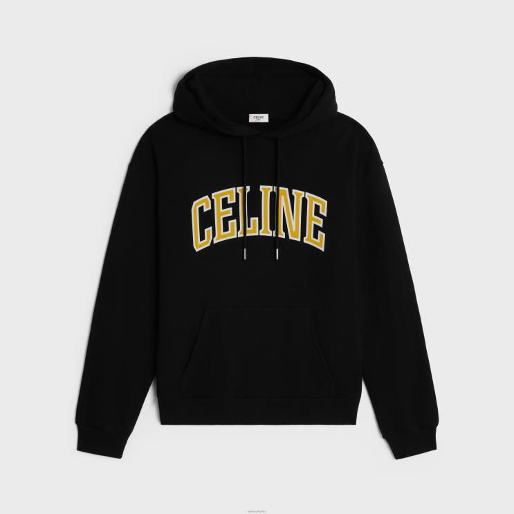 CELINE Black/Citron Loose Hoodie in Cotton Fleece R0ZNN1810