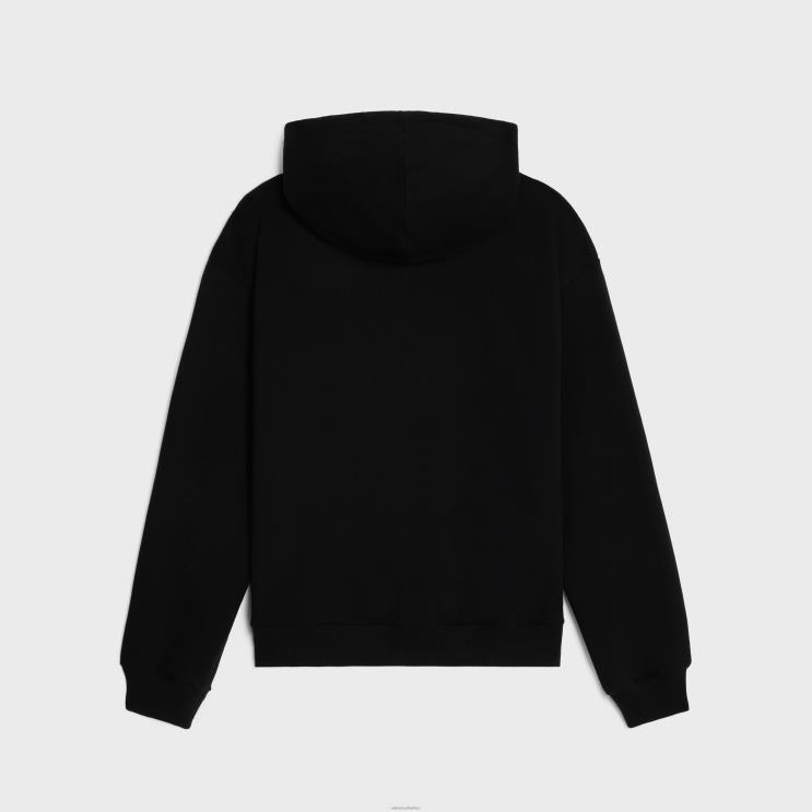 CELINE Black/Citron Loose Hoodie in Cotton Fleece R0ZNN1810