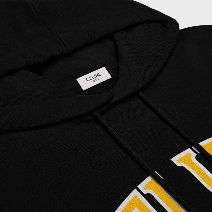 CELINE Black/Citron Loose Hoodie in Cotton Fleece R0ZNN1810