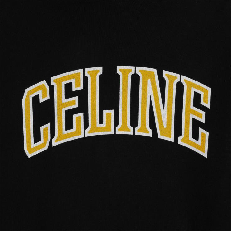 CELINE Black/Citron Loose Hoodie in Cotton Fleece R0ZNN1810