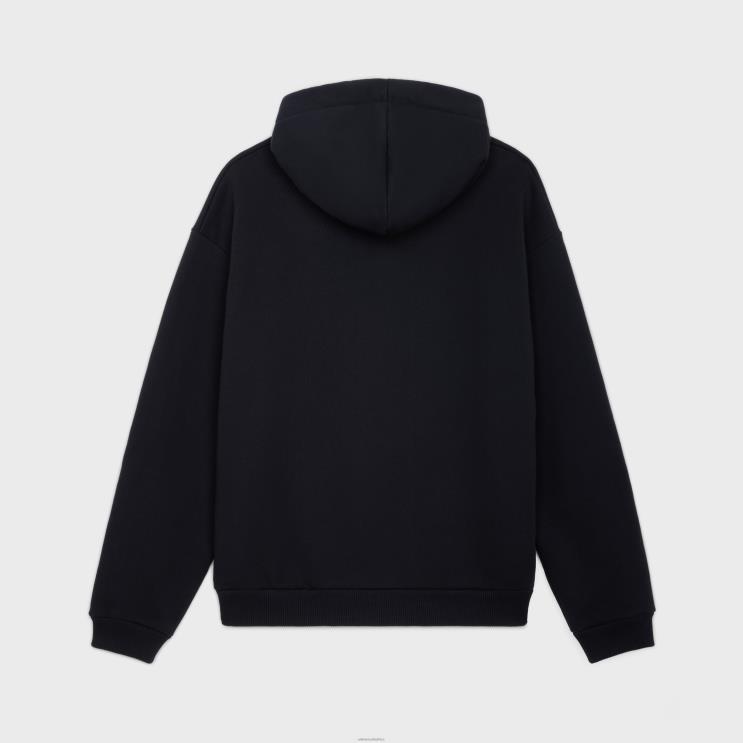 CELINE Black Loose Hoodie in Cotton Fleece R0ZNN1937