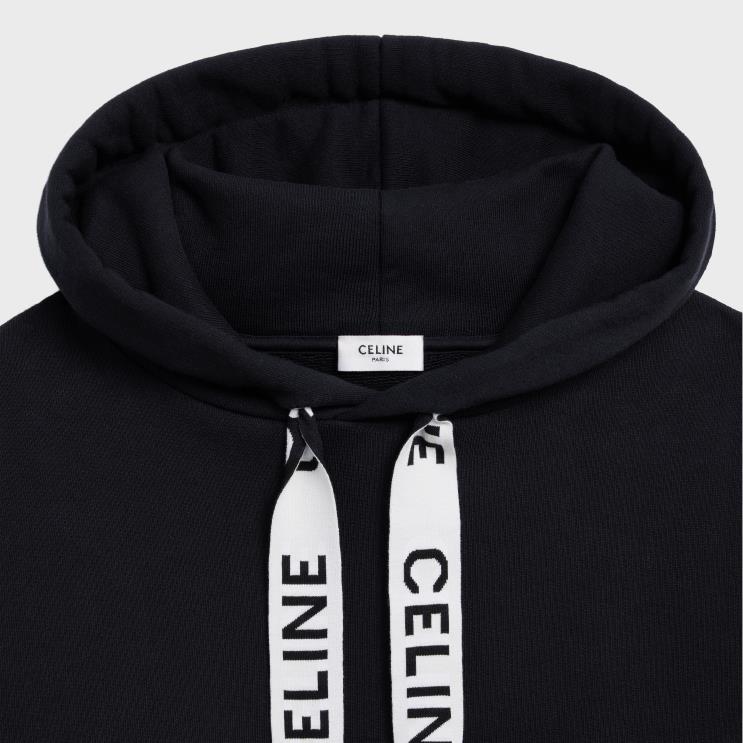 CELINE Black Loose Hoodie in Cotton Fleece R0ZNN1937