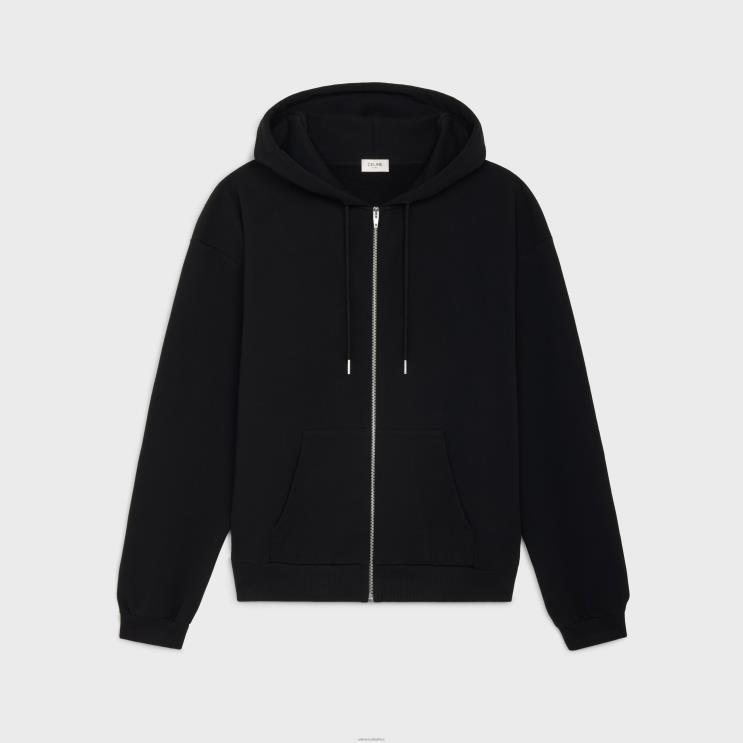 CELINE Black/White Loose Hoodie in Cotton Fleece R0ZNN1942